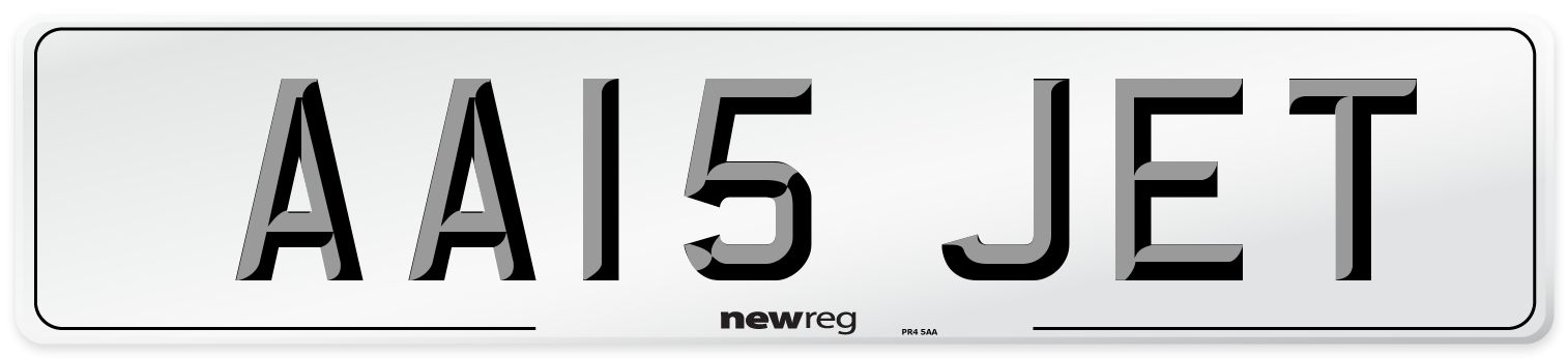 AA15 JET Number Plate from New Reg